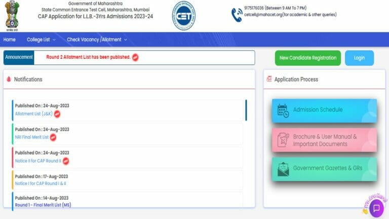 MH CET 3 Year LLB CAP Round 2 Allotment Results 2023 Released Know How