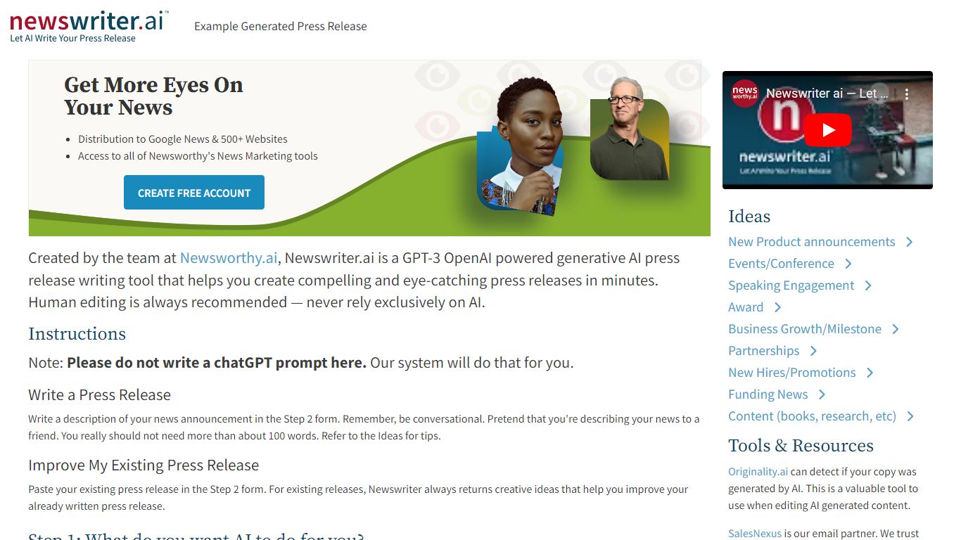 Newswriter.ai , ai text generator , ai image generator free , best ai image generator