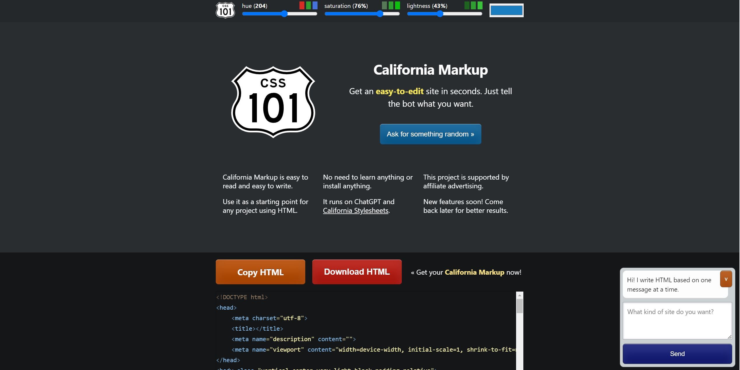 AI HTML Generator - California Markup AI Tools - Futurepedia , ai text generator , ai image generator free , best ai image generator