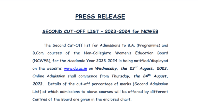 DU NCWEB 2nd Cut-off 2023 releases at du.ac.in, download BA and BCom list here - networth, wiki, biography