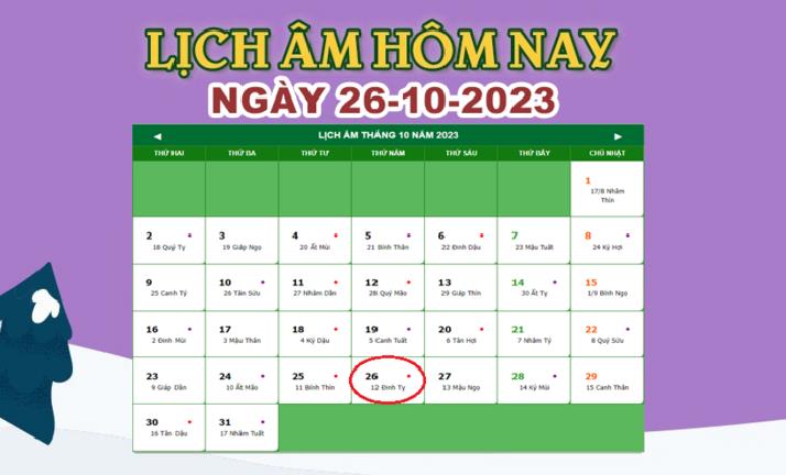 Lịch âm 26/10 – Âm lịch hôm nay 26/10/2023 nhanh và chính xác 2023 - networth, wiki, biography