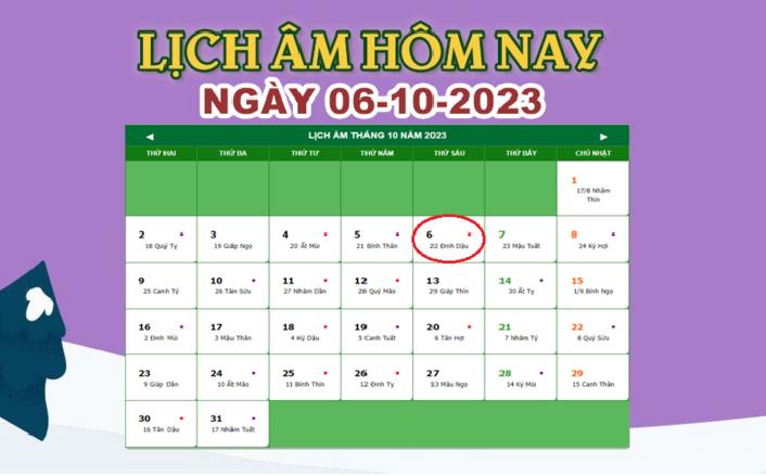 Lịch âm 6/10 – Âm lịch hôm nay 6/10/2023 nhanh và chính xác 2023 - networth, wiki, biography
