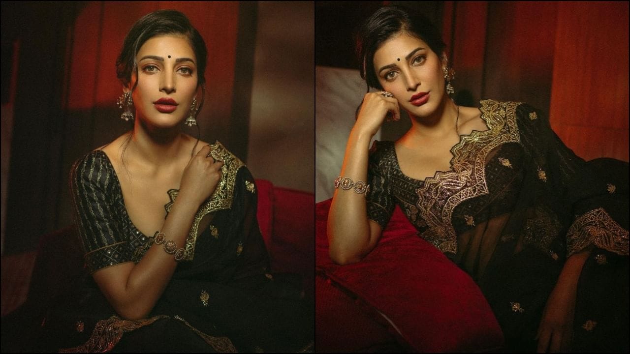 Kamal Haasan’s daughter Shruti Haasan in a black saree, the picture is viral on social media 2023 - networth, wiki, biography