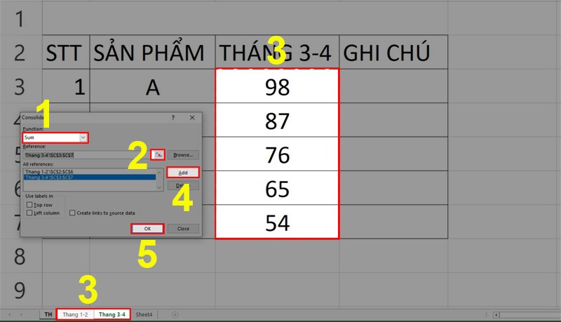 Cách tổng hợp dữ liệu từ nhiều sheet trong Excel cực nhanh, đơn giản