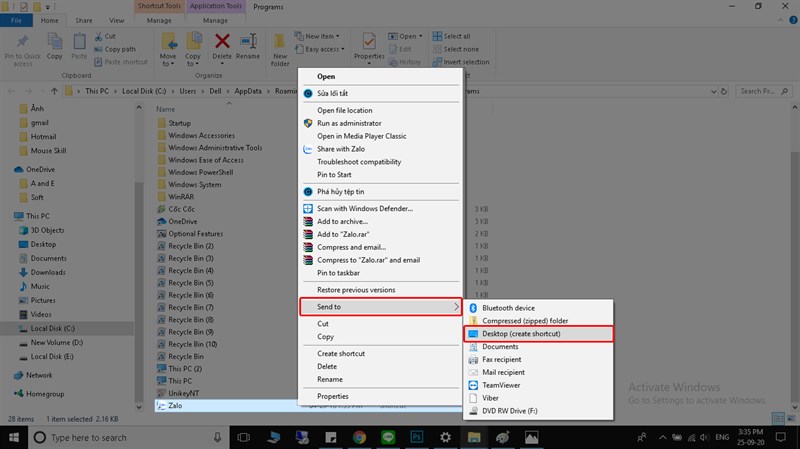 Cách đưa My Computer và icon phần mềm ra màn hình desktop Windows 10