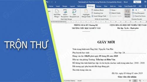 Hướng dẫn Cách trộn văn bản, trộn thư Mail Merge trên Microsoft Word 2016 | Khóa học lập trình cho trẻ em | lập trình game | lập trình web | lập trình scratch | lập trình python