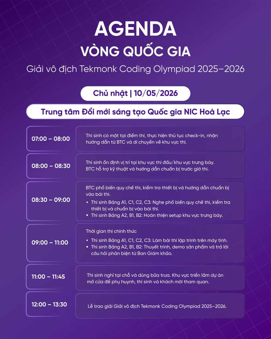 CHÍNH THỨC CÔNG BỐ AGENDA VÒNG QUỐC GIA – TEKMONK CODING OLYMPIAD 2025 – 2026 3 690737305 122191131176597658 6741515111729312420 n